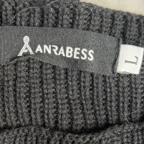 Anrabess Black, Sleeveless, Mockneck Ribbed Sweater, Jogger, Set- L - Picture 3 of 10